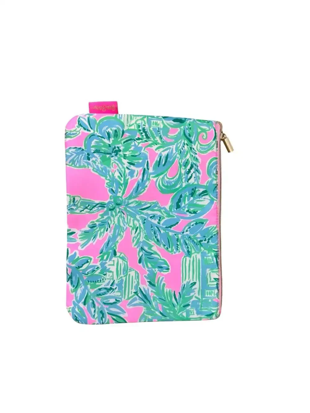 Lilly Pulitzer Beach Day Pouch in Pink and Green Tropical Print